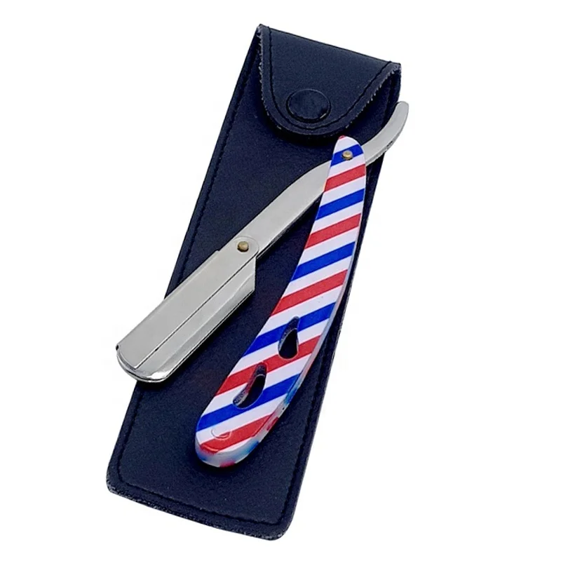 
Складная бритва из нержавеющей стали с бумажным покрытием, многоцветная прямая бритва для бритья, сменные лезвия для парикмахера 