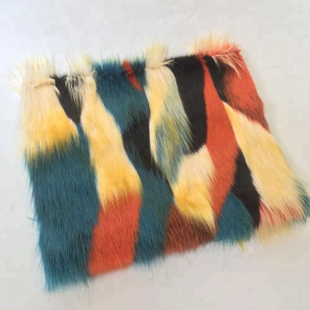 New Design multicolor jacquard long high pile Artificial faux fur fabric for toys home texiles garment