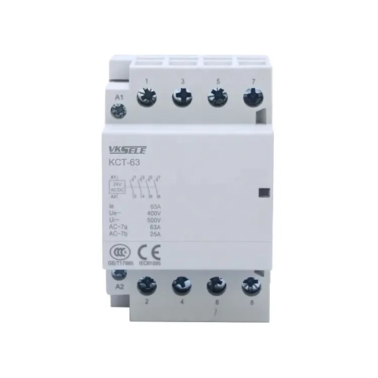 WEIKESEN Modular Type Electric Magnetic Contactor KCT-63 AC/DC 24V 4 pole 4NO/4NC/2NO+2NC/3NO+1NC Household Contact
