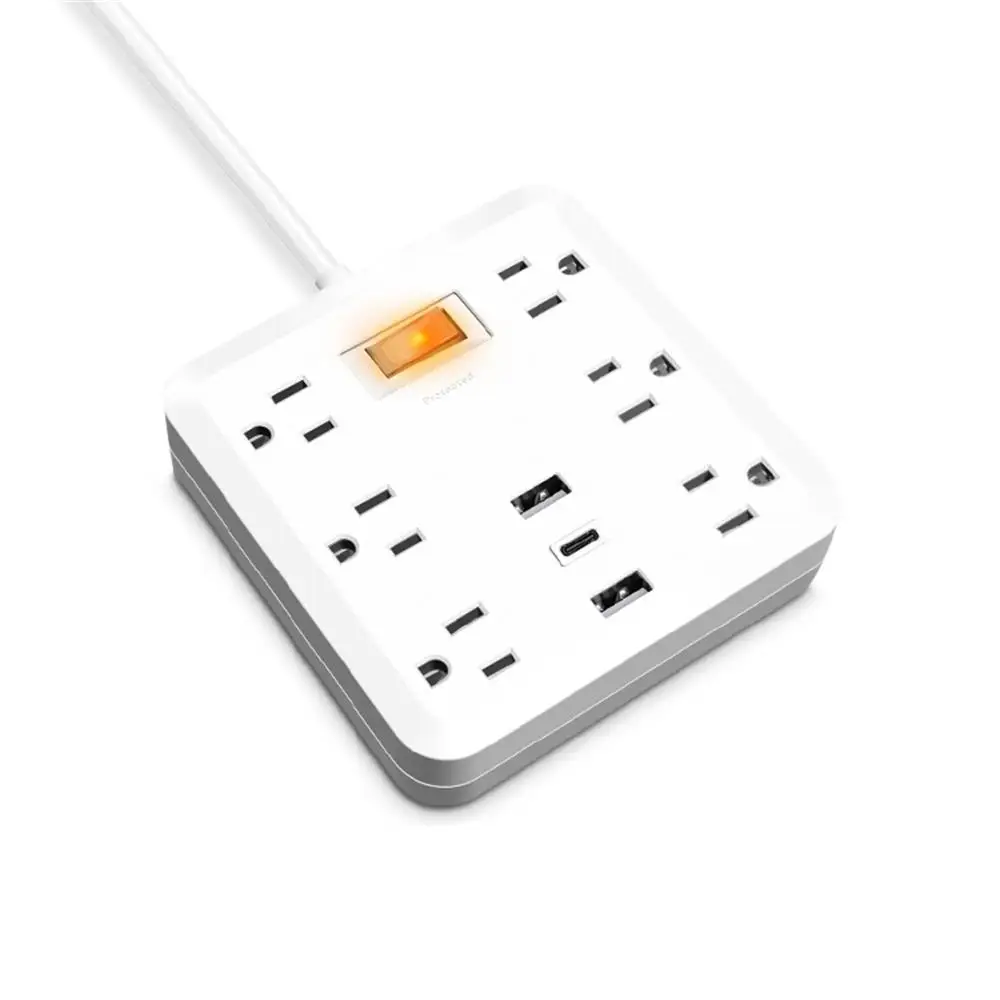 Новый тренд многие стандарт США 6 AC плоский разъем удлинитель розетка с USB-C для быстрой зарядки выключатель для защиты от перенапряжений питания пропилен-каучука прокладки с USB