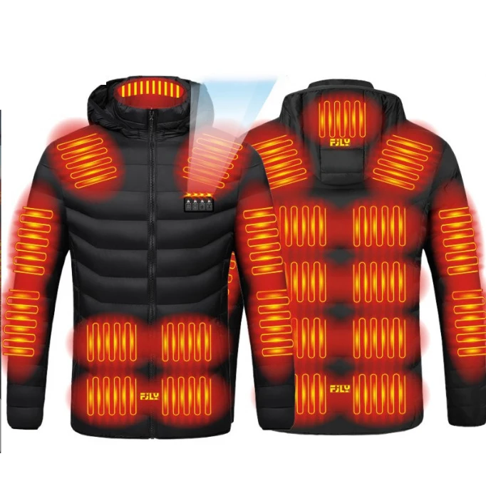 Customizable Stand Collar down Jacket for Men Women Battery Heated Hooded Pocket Decoration XL Size Woven Fabric Winter Hiking