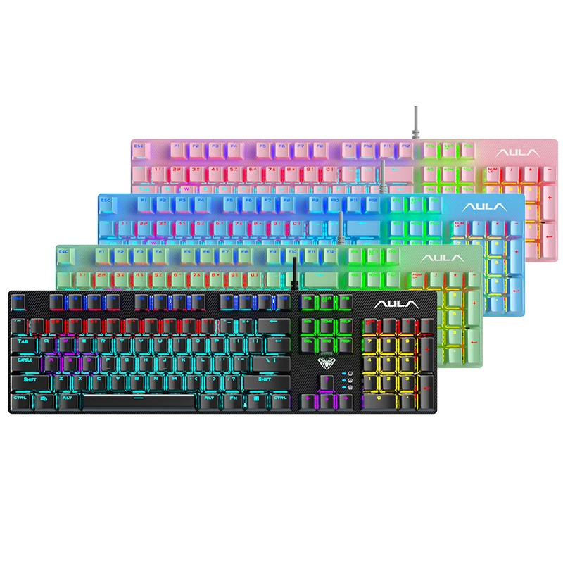 AULA S2022 Wired Mechanical Keyboard 104keys,full size with rainbow backlight for Desktop, Computer, PC