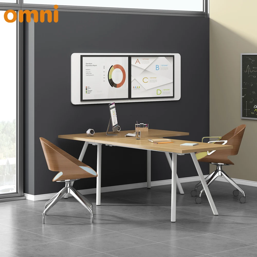 Cheap Modern Simple wind metal frame office furniture desk executive L shaped office desk