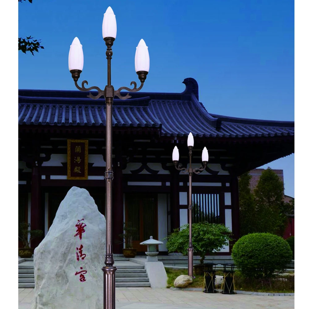 Outdoor Classic Decorative Antique Cast Aluminum Street Lamp Post Led Garden Pole Light For Landscape Lighting