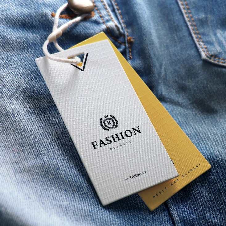 
Best Selling Printing embossed Textured Paper Swing Hang Tag For Clothing 