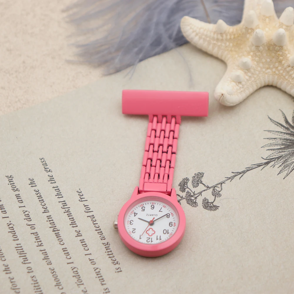 Popular Alloy Pin Nurse Watch Hot Sale Pocket Watch Pink Cute Color Watch for Nurse Hospital