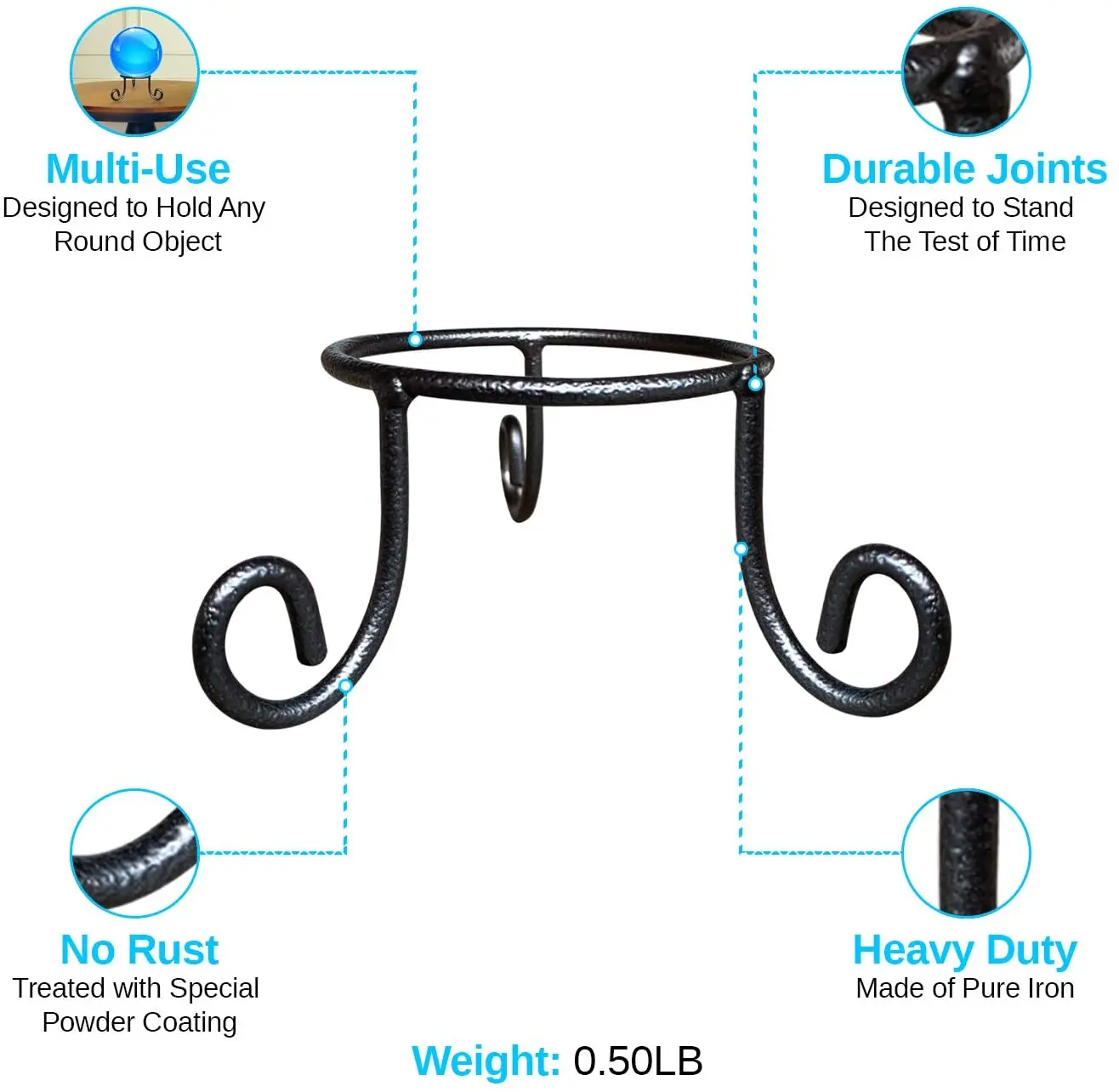 Ball Stand Gazing Globe Stand for Balls, Sphere Holder Wrought Iron Display Stand