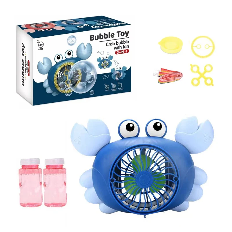 2022 New Hot Summer Outdoor Electric Crab Soap Machine 4 Hole Bubble Toy Fan 2 In 1 Multifunctional For Kid