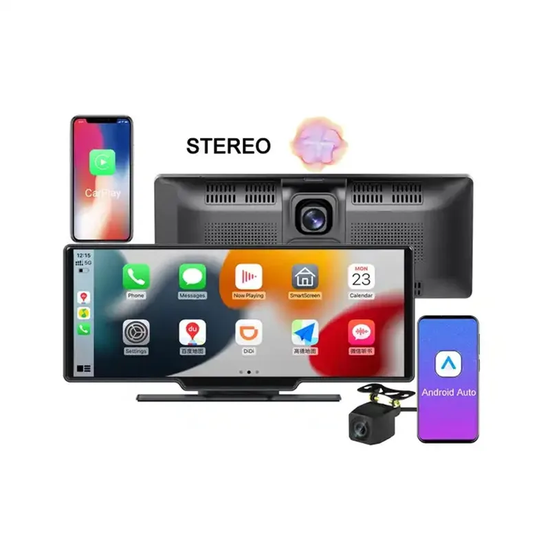 Dash Cam Carplay & Android Auto 10.26 Inch 4K 3840*2160P Car Dashboard Video Recording WIFI Loop Record Phone APP Car Dvr