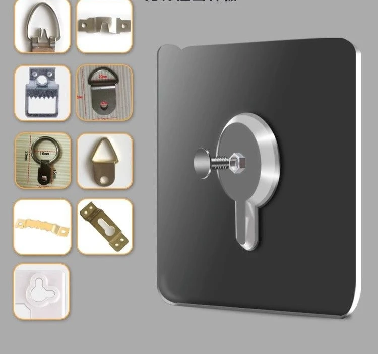 60mm Nail Screw Stickers Stainless Steel Screw Patch Wall Hanging Picture Hook Punch-free Adhesive Screw Wall Hook