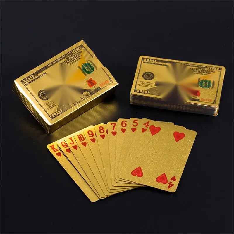 Hot Sale 100 Dollar Laser Custom Printing Gold Foil Playing Poker Cards