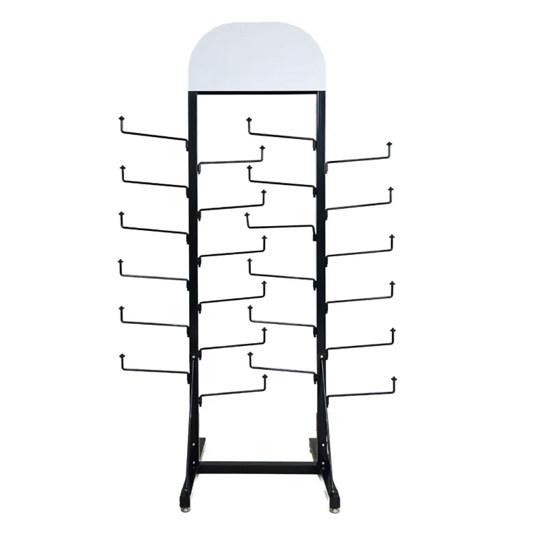 Hot Selling Multi-layer Metal Black Wig Display Stand with Hooks for Wig Stores, Braiding Hair Rack