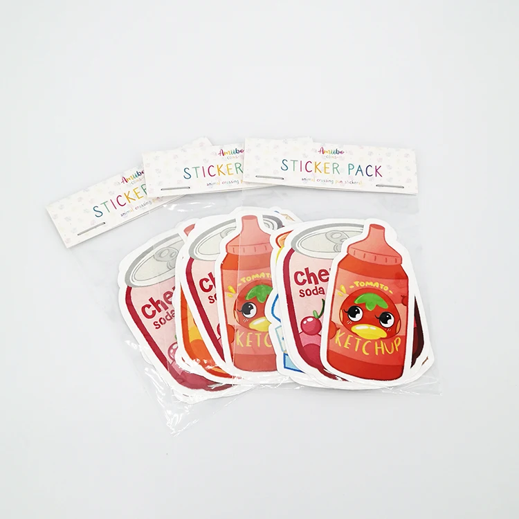 Custom Made Waterproof  Vinyl Cute Kawaii Stickers Anime Cartoon Sticker Pack Custom