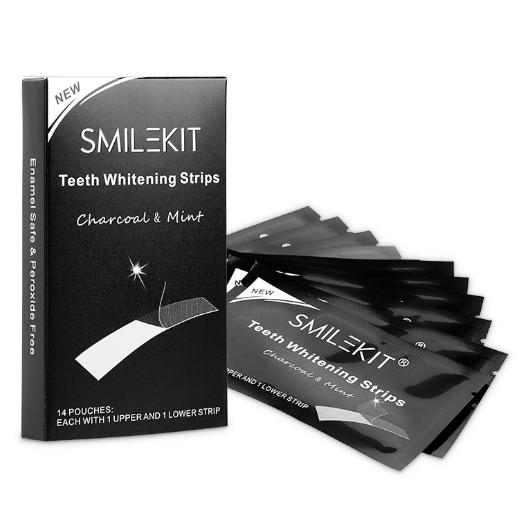 Amazong Hot Sale 24 Count Basic Flavorless Individual Charcoal Whitening Teeth Strips