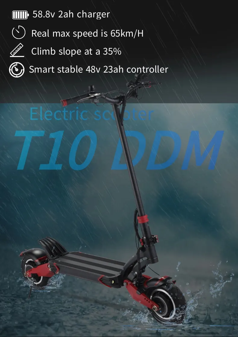 2023 10DDM 52V 18.2AH Two Wheel 2000W OFF Road Hydraulic Oil Brake Folding Electric Scooter