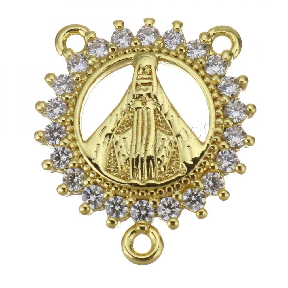 gold color plated brass connector cubic zirconia for jewelry making 1395772