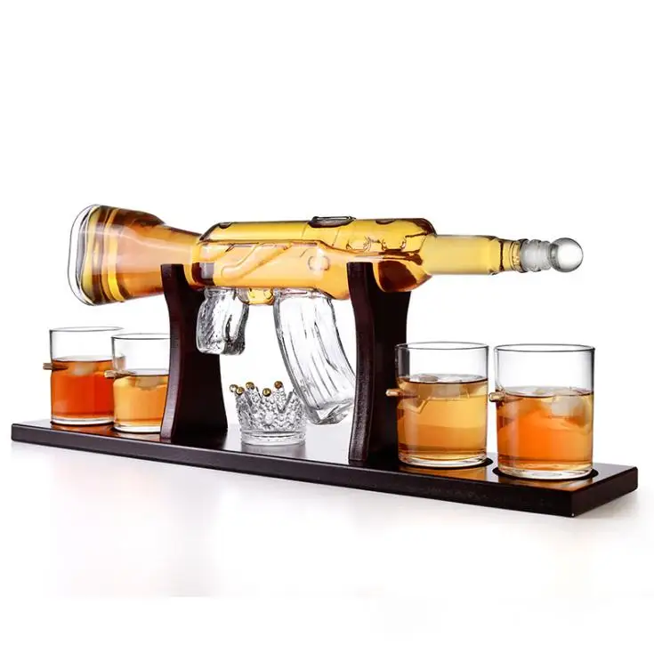 AK 47 Gun Shape Bottle Glass Whiskey Decanter - Liquor Dispenser for Bourbon, Vodka, Tequila, Whiskey