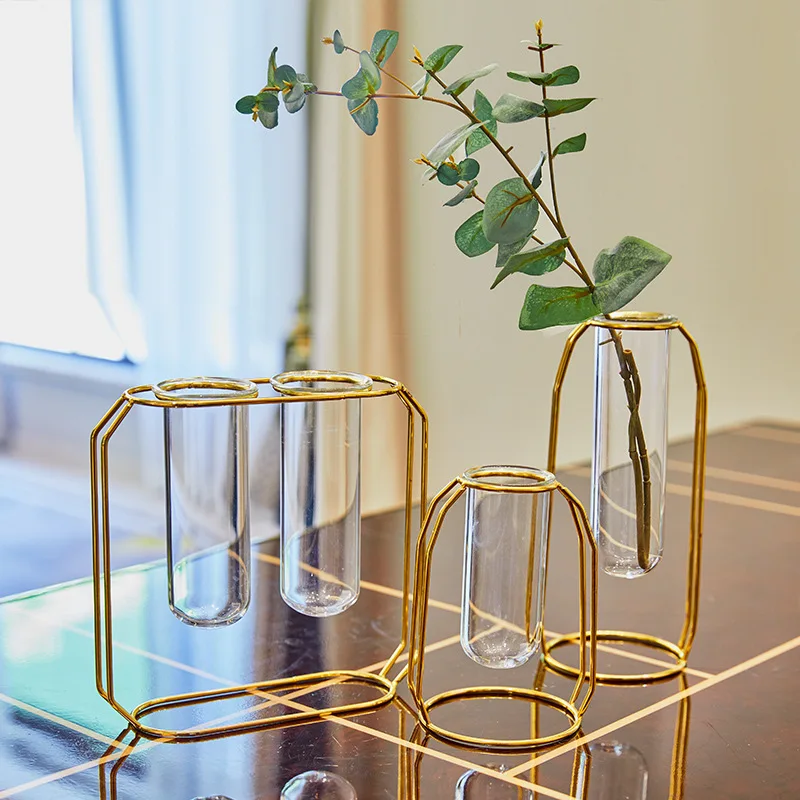 Стеклянная ваза из розового золота для украшения стола ресторана Геометрическая гидропоники цветов растений