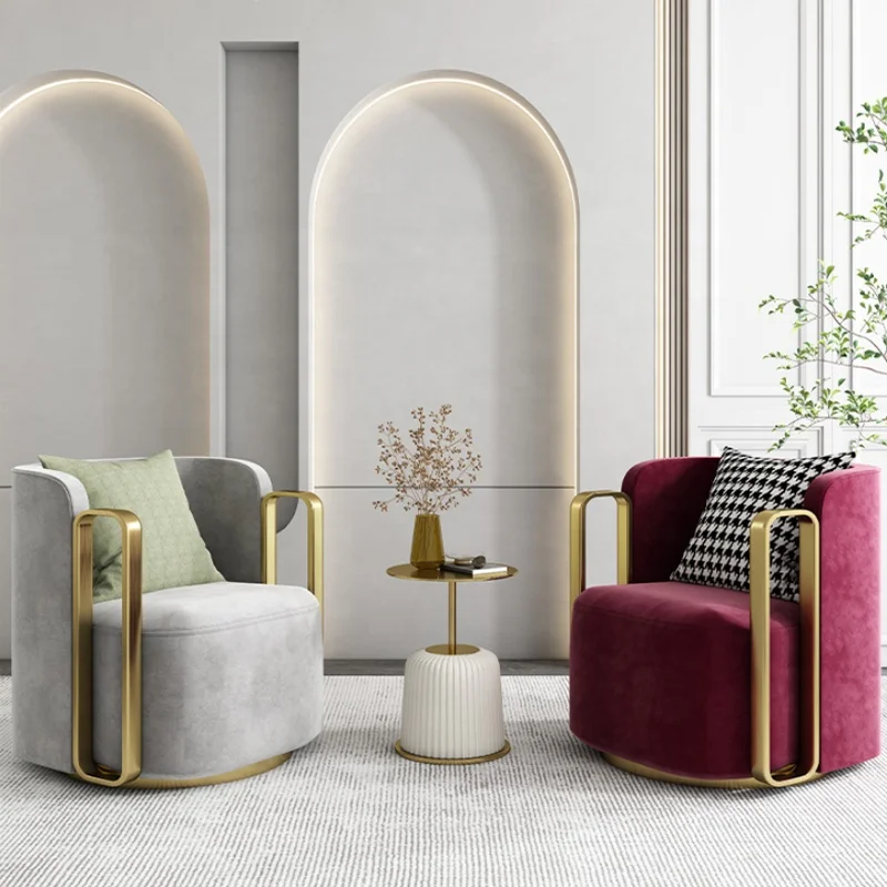 Роскошная мебель для отеля, художественное вращающееся кресло, современное золото, нержавеющая сталь, кожа, искусство, гостиная, диван, стул для отдыха