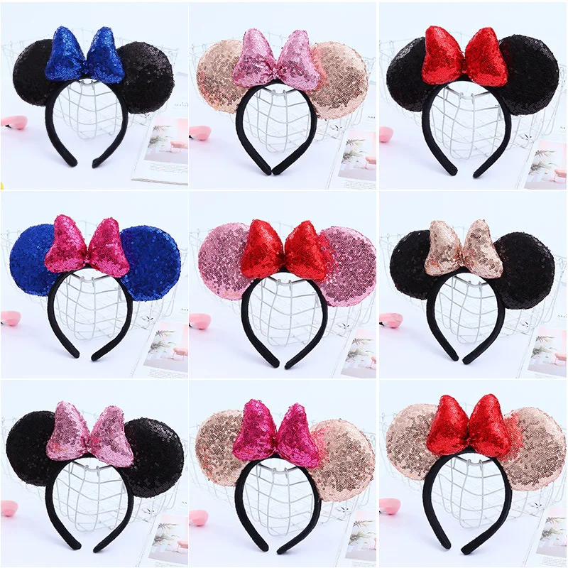 Happy Birthday Party Headpiece Cartoon Mouse Big Wave Point Ear Hair Band Bow Mickey Headband