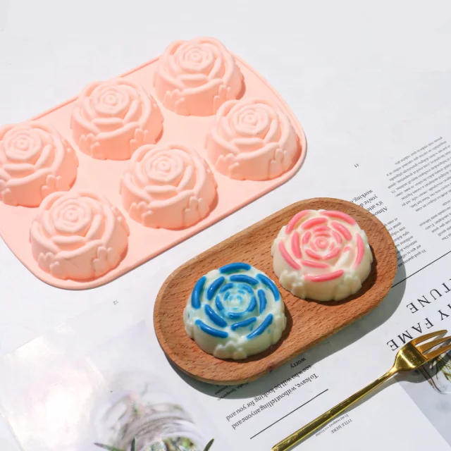 DLC051-2 DIY 6 cavity car interior Aromatherapy decoration Rose soap silicone mold Candle mold