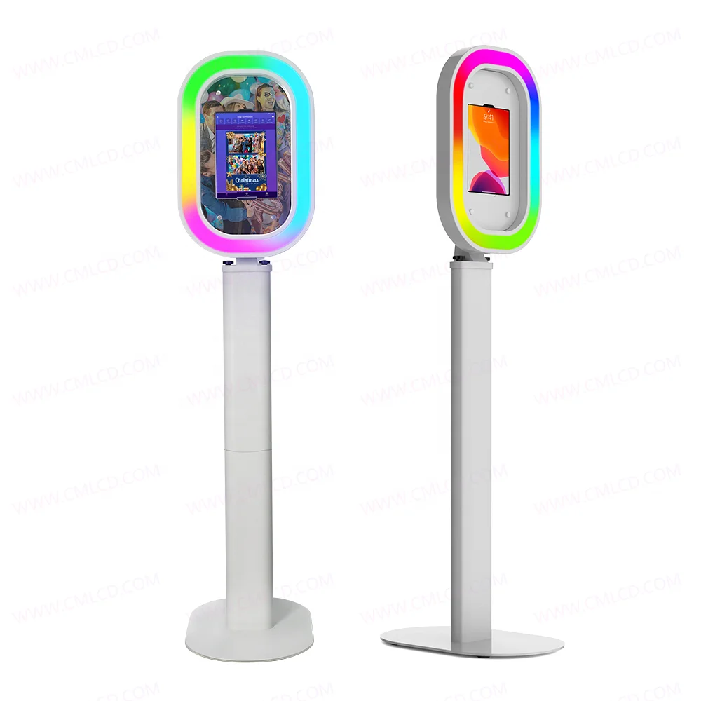 Oval iPad photo booth machine remote control LED RGB light iPad photobooth shell plastic mirror iPad photo booth aluminum made