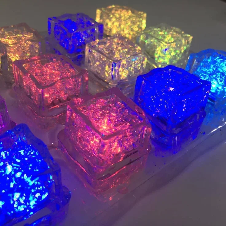 Multi color changing Water Activated waterproof led glowing ice Cubes party Holiday Light up Flashing LED Ice Cubes for Drinks