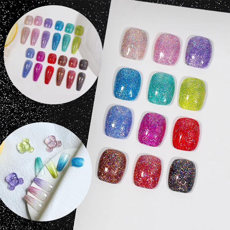 2023 New Holographic Glitter Gel Nail Polish 7.5ml OEM Sparkling Sequins Soak Off UV LED Varnish Nail Art Decoration