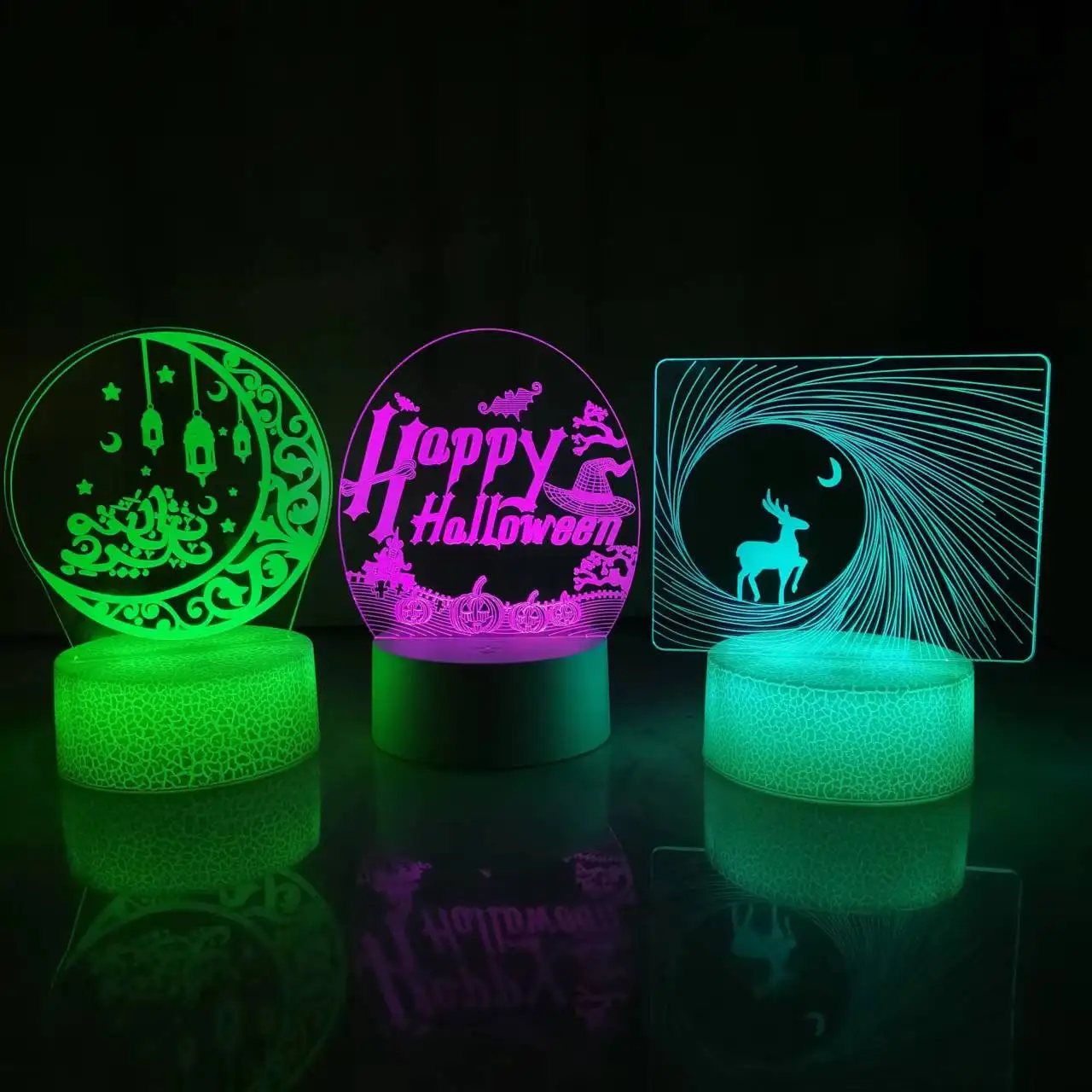 Custom Photo Creative  Illusion Cute Dinosaur Bear Acrylic Decor USB Anime Led 3D Night Lights Lamp For Baby Kids Children