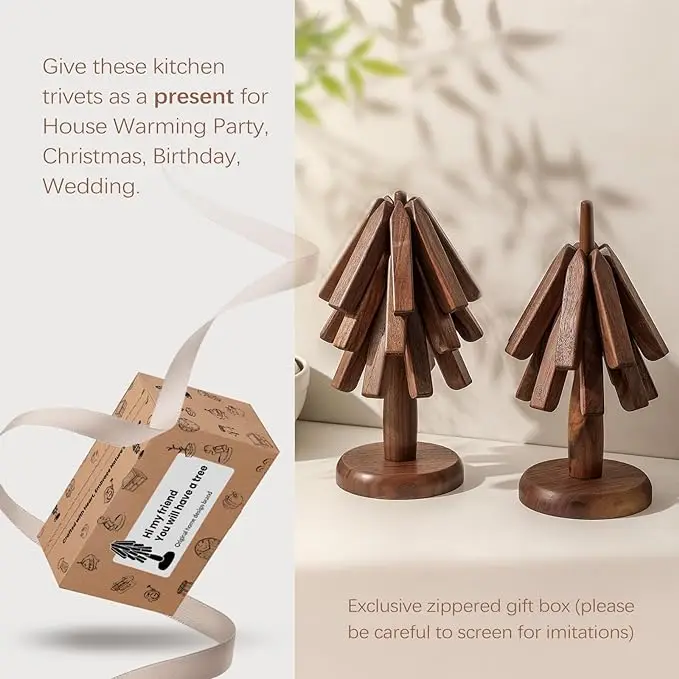 Wholesale High Quality Wooden Trivets Hot Dishes Teapot Hot Pots Tree Shape Trivet Set Coaster