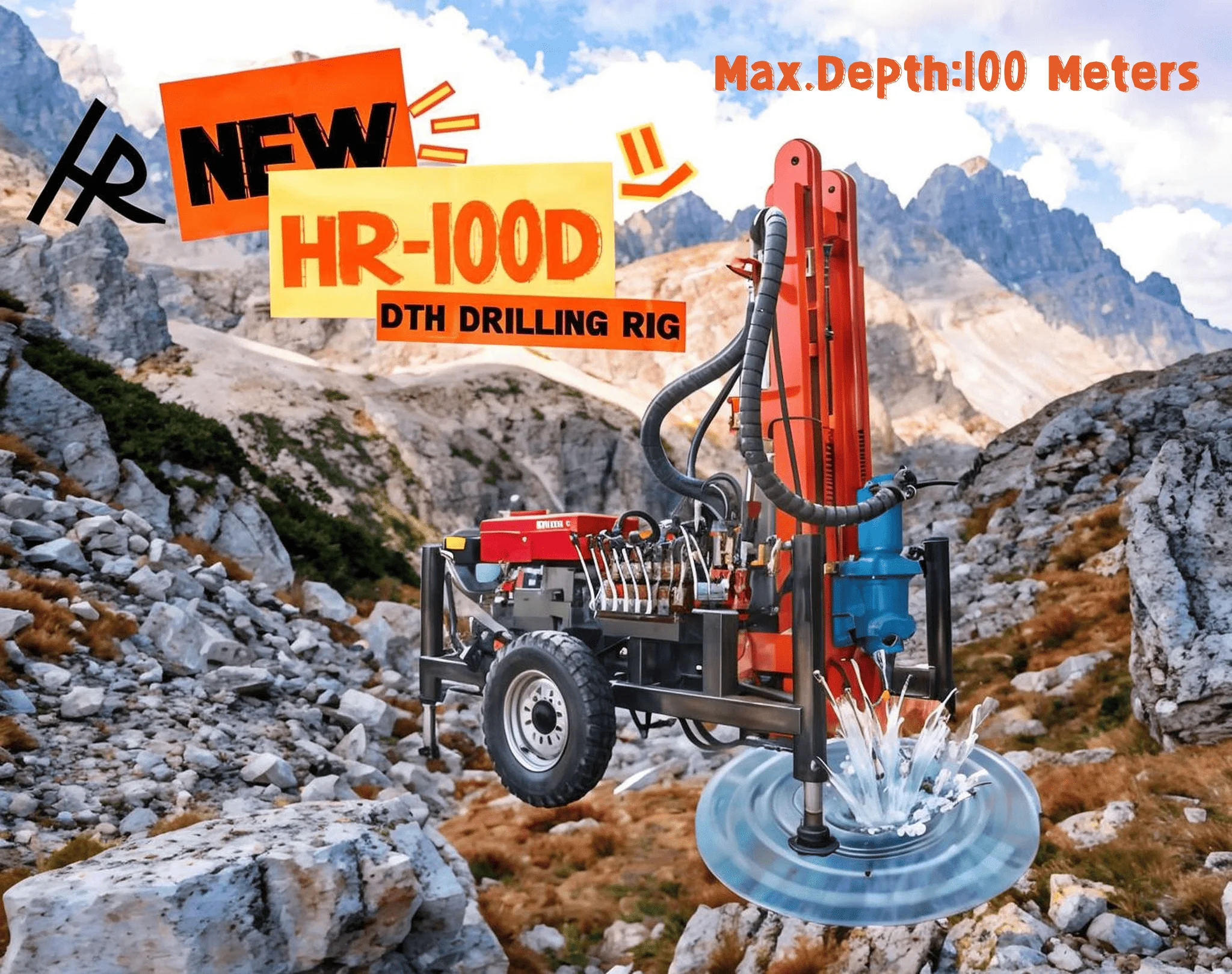 Заводская Подгонянная буровая машина DTH 100 м установка с воздушным компрессором и грязевым насосом