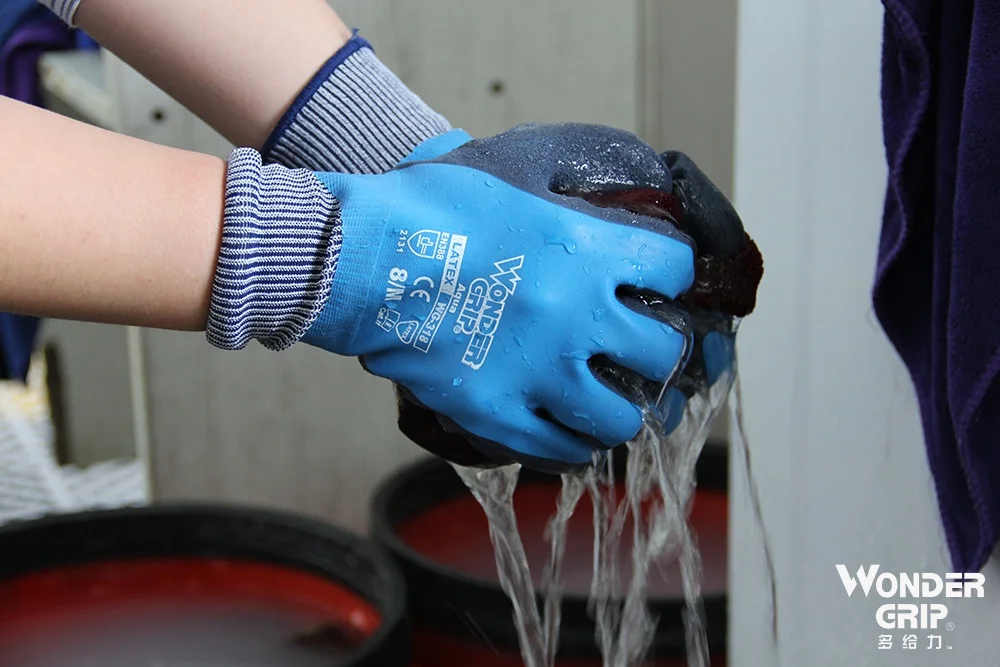 
Wonder Grip 318 Safety Work Gloves Fully Dipped Waterproof Oilproof Latex Gloves 