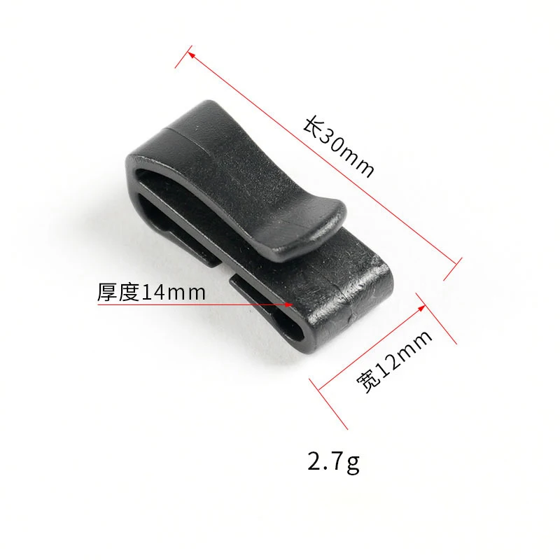 SAS Bag Accessories 9mm 11mm 12mm Multi Size Black Plastic Quik-slip Strap Buckle Clip for Belt