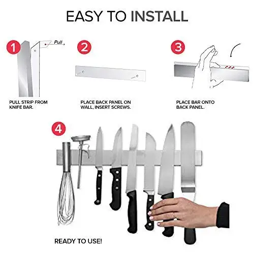 16 Inch Stainless Steel Magnetic Knife Bar with Multi-Purpose as a Knife Holder, Knife Strip, Magnetic Tool Organizer
