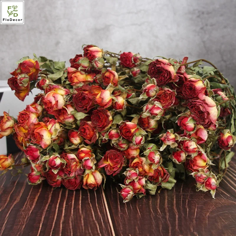 High Quality Dried Flower Bouquet 55cm Natural Rose Bouquet Home Office Supermarket Decoration