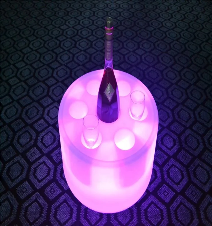 Hot sale Portable Wine bucket LED Barware Round Tray LED ice bucket wine beverage cold beer champagne for parties/home/bars