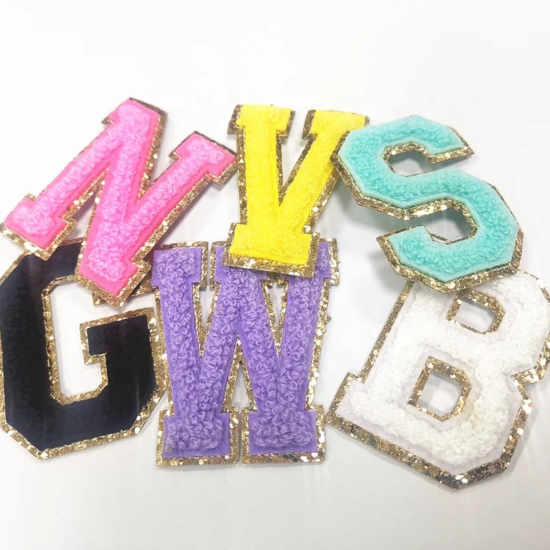 Random Direct sale ready to ship English Towel alphabet  Letter patch chenille letter iron on patches