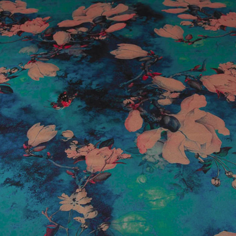 
Wholesale Factory Digital Printed 100% Silk Satin Fabric Silk Brocade Fabric 