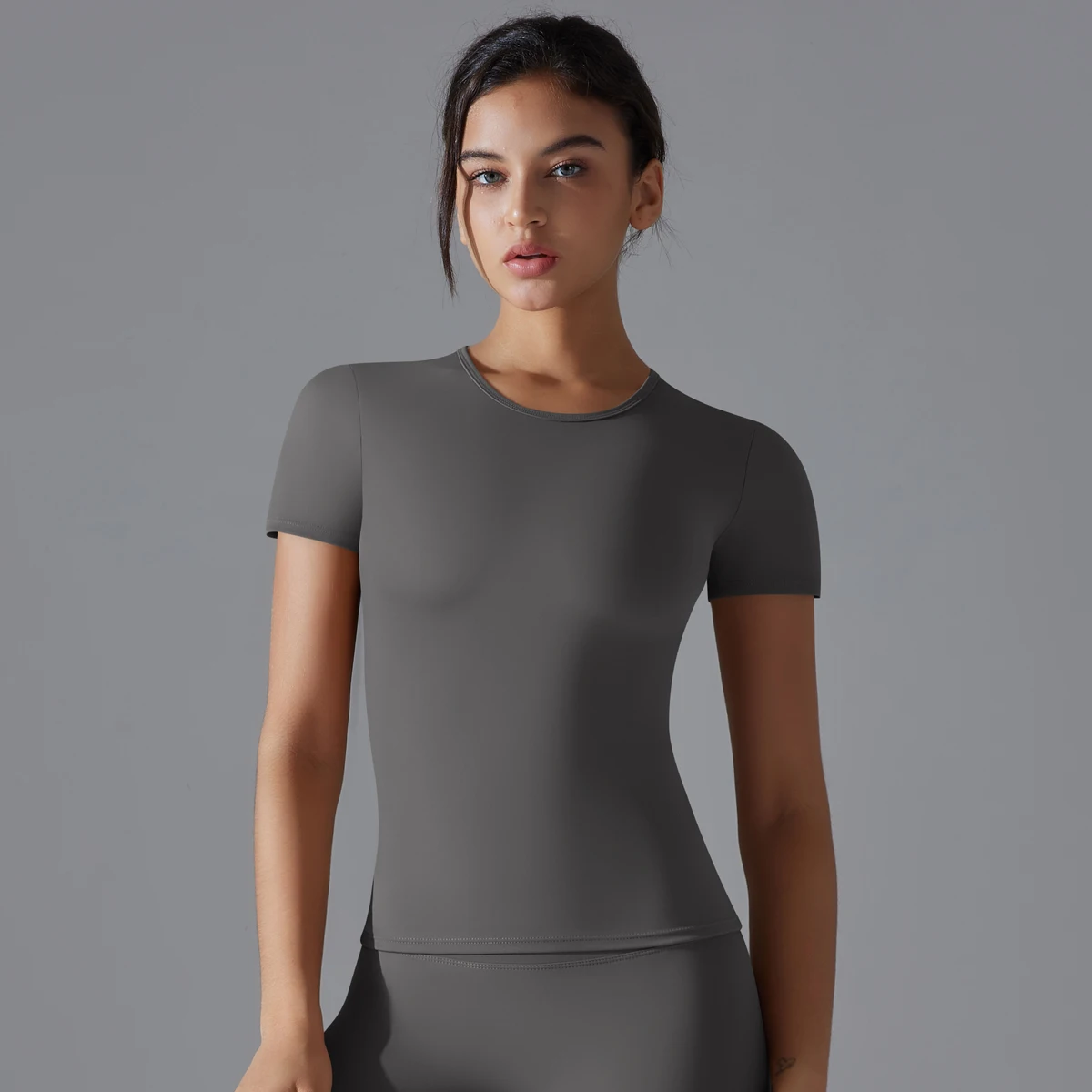 Custom Logo Women Short Sleeve Compression Comfortable Lightweight Yoga T Shirt Fitness Crop Tops