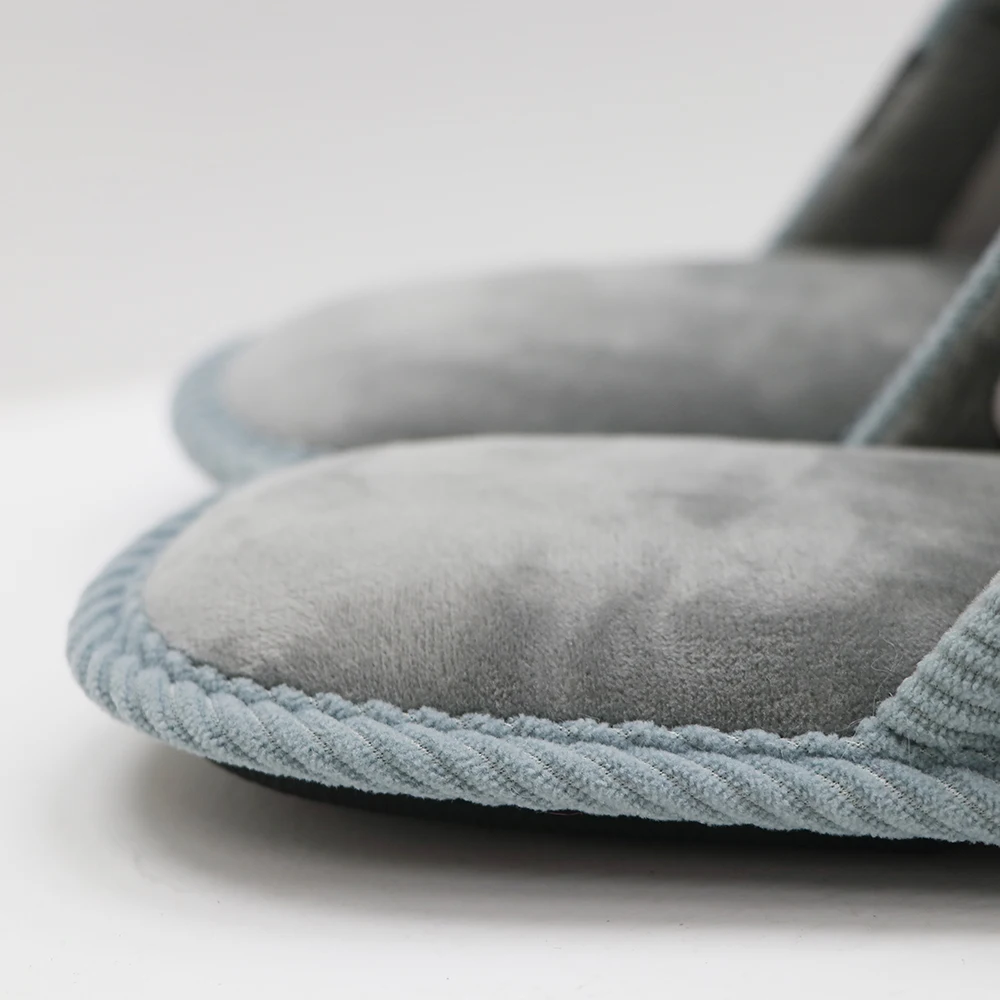 Wholesale Custom Men Winter Warm Home Indoor Fuzzy Plush Flat Soft Sole Memory Foam Hotel Slippers