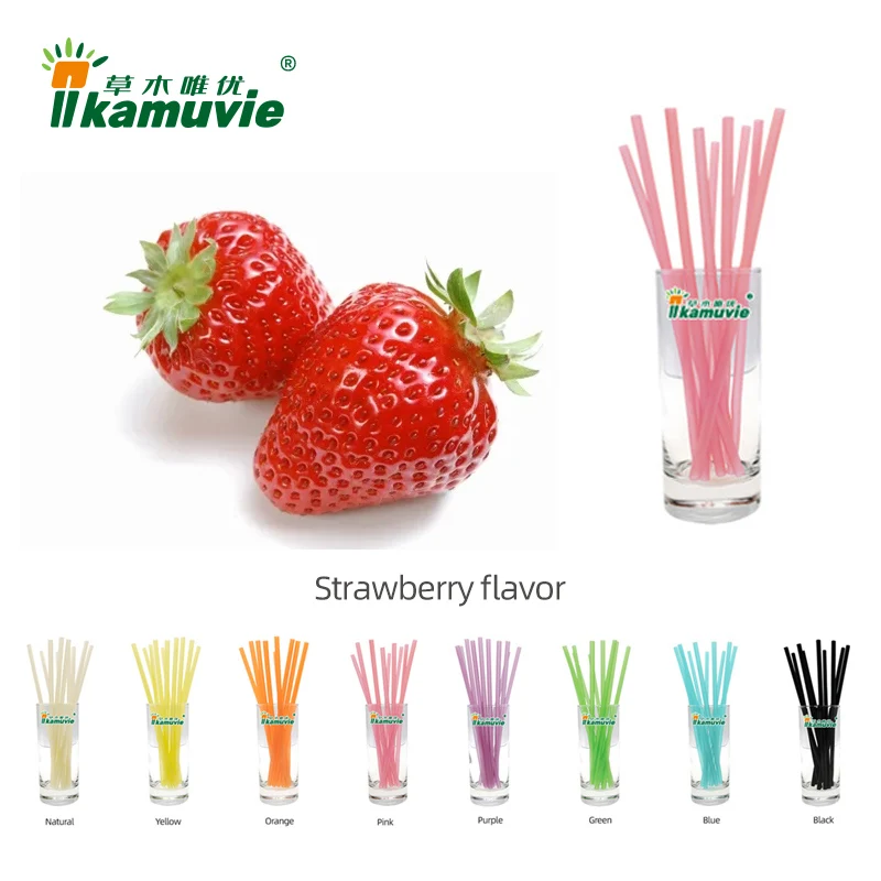 Камуви сорт с клубничным вкусом, Компостируемая солома, вкусная съедобная Соломка для конфет