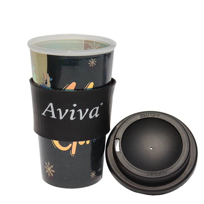 Promotion of reusable plastic coffee cups sublimation newly designed portable coffee cups with lids plastic coffee cup with lid