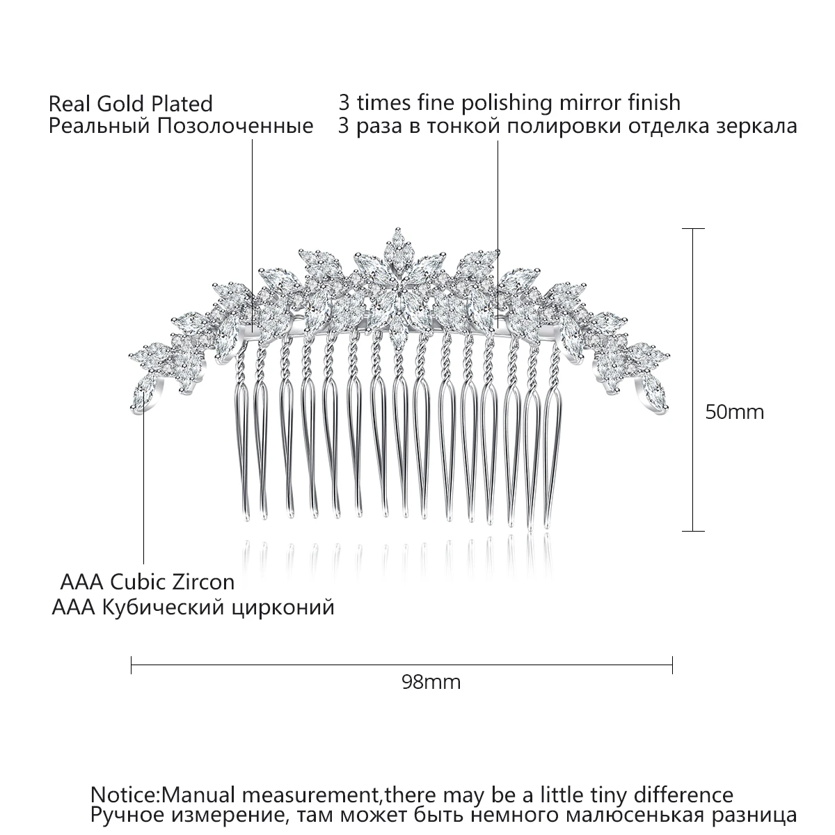 LUOTEEMI Wedding Flower AA A Cubic Zircon Hair Pins for Woman Vintage Style Jewelry Design