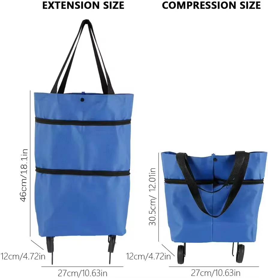 LX012 Wholesale Home Supermarket Foldable Shopping Trolley Carts Tote Bag With Wheels Reusable Portable Market Shopping Bags