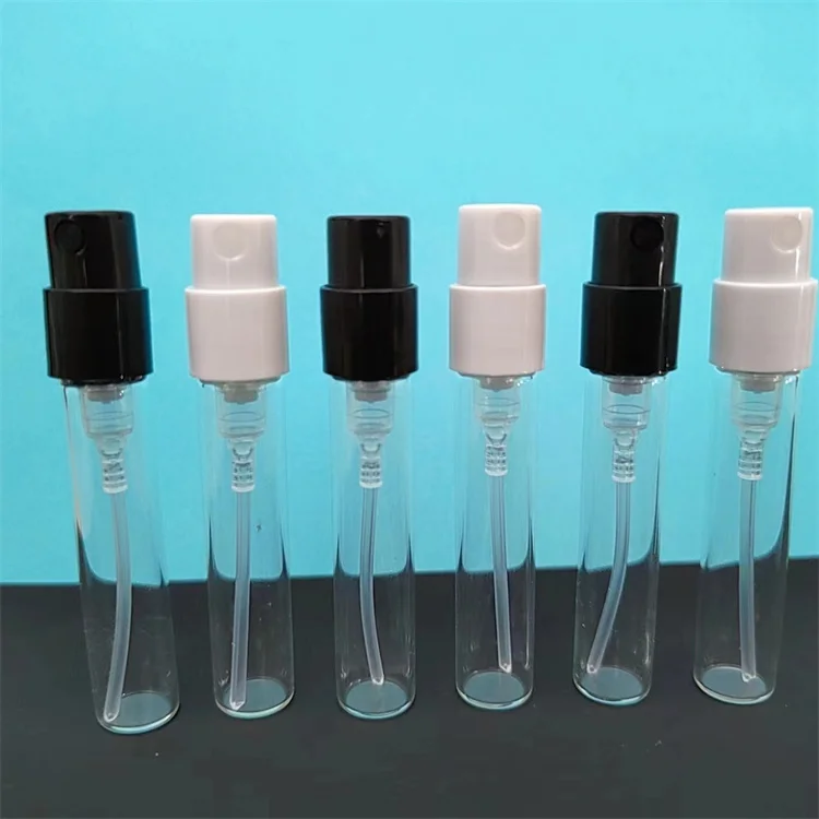 2ml Mini Travel Tube Glass Lab Bottle Sample Black White Perfume Bottle Spray Bottle
