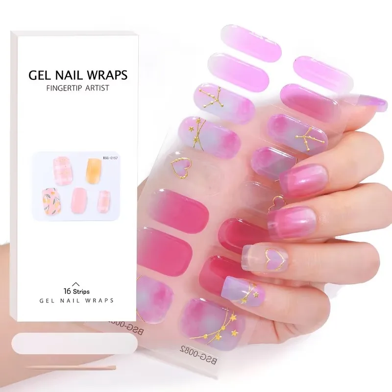 New Arrival Full Cover Nail Sticker Colorful 16 Pieces Nail Wraps For Manicure