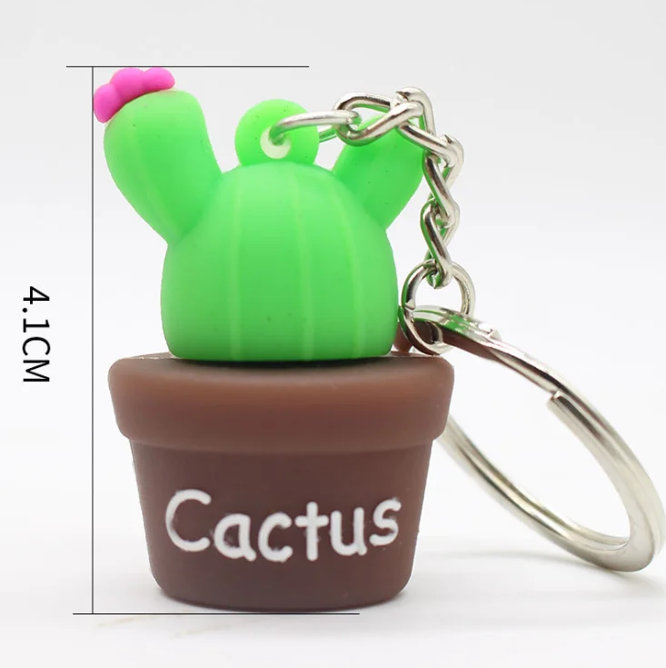 factory direct sales Creative cactus key ring soft plastic bag pouch potted green wholesale new arrival TP-22093