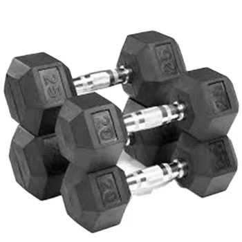Bodybuilding Fitness 2.5-30KG Rubber Dumbles Hex Dumbbells