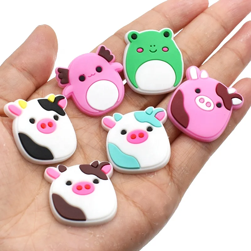 custom cute pig cartoons shoe charms piglet cow squishmallow croc charms