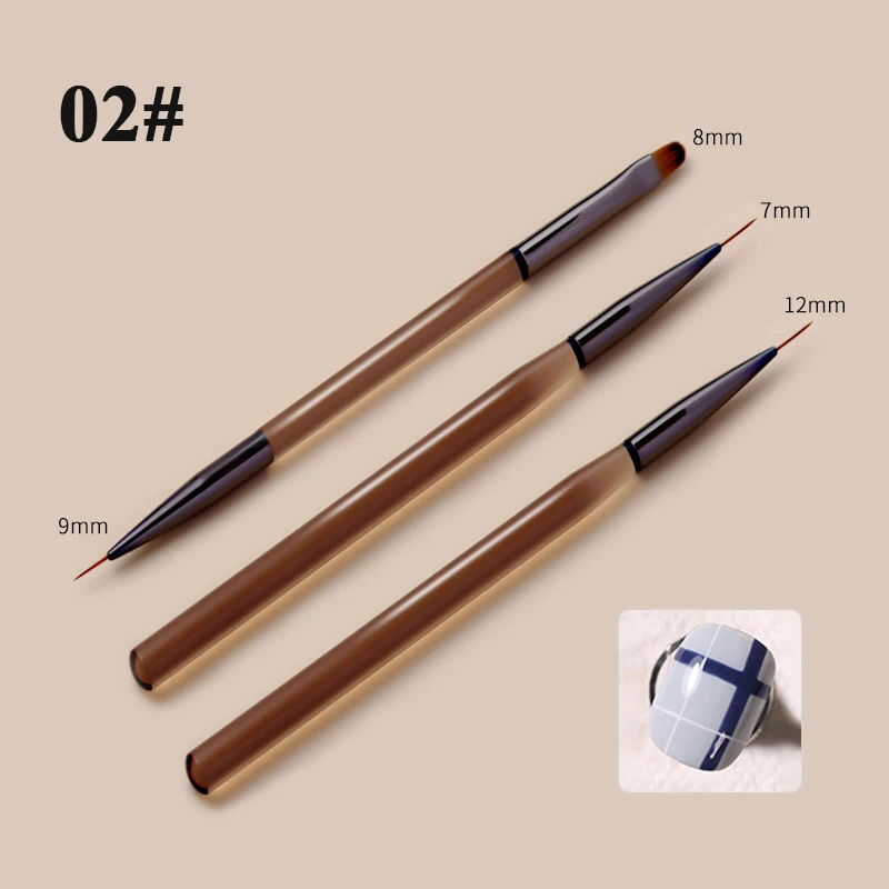 3pcs/set Nail Art Pen Semi-transparent Handles Uv Gel Painting Line Drawing Gradient Pens.